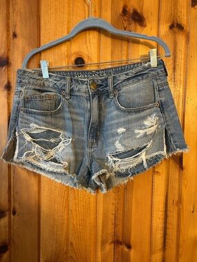 American Eagle Outfitters Ripped Light Blue Denim Shorts